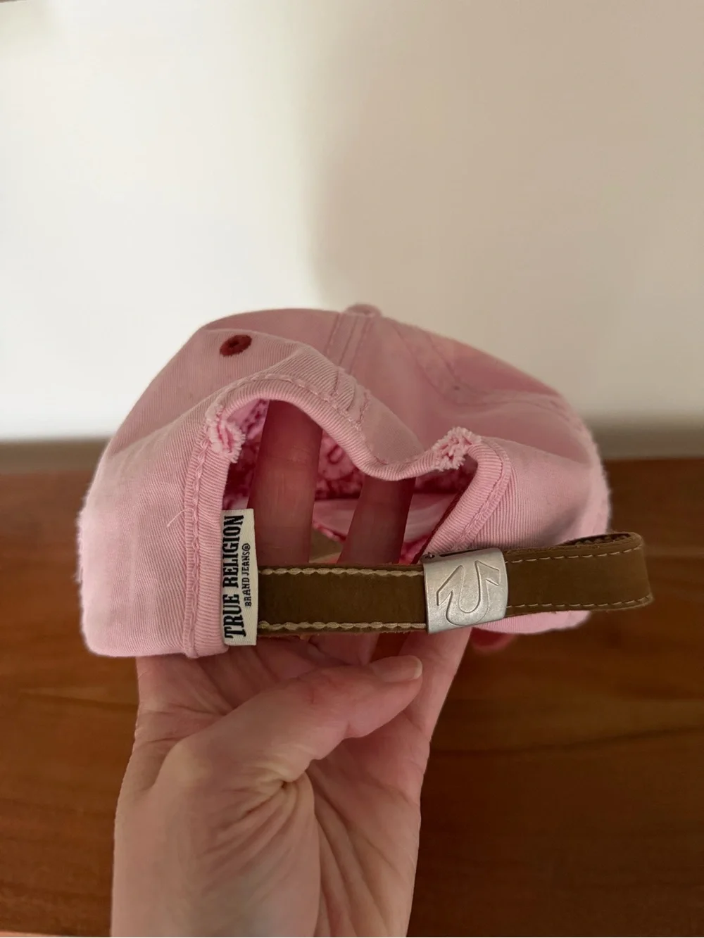 Vintage 90s Y2K True Religion Trucker Baseball Cap Distressed Adjustable pink